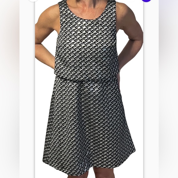 Cynthia Rowley Metallic Jacquard  A-line Sleeveless one piece overlay midi Sz 2 - Picture 10 of 10